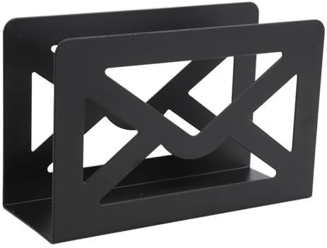 Skrivbordsposthållare i Metall, Brevhållare Organizer Skrivbordsorganisator med Kuvertdesign, Svart, 9,52 Oz