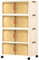 GEMMAHW Boîte Rangement Plastique avec Couvercle, Caisses Pliables avec Roulette, Armoire Empilable Transparente, Bac Tour de Rangement Mobile pour Chambre, Salon, Cuisine, Bureau - 56L, 4 Bac