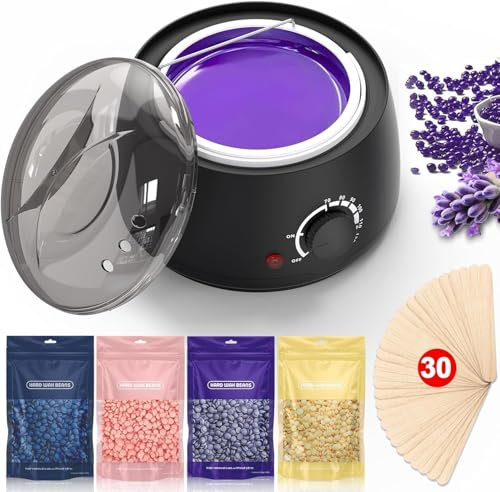Waxing Kit - Wax Warmer for Hair Removal: Hard Wax Beans for Full Body, Legs, Face, Eyebrows, Bikini, Brazilian Waxing for Women Men, Waxing Pot Hair Removal for Beginners