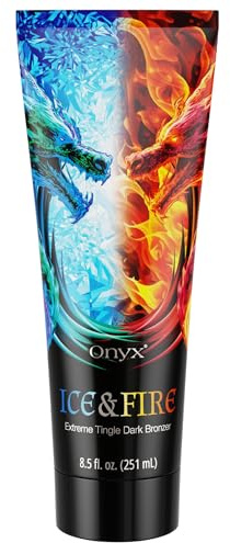 Onyx Ice & Fire Tingle Sunbed Cream with Bronzer - Hot & Cold Tingle Sensation for Fast Dark Results, Advanced Tanning Formula for Sunbeds | 251 ml