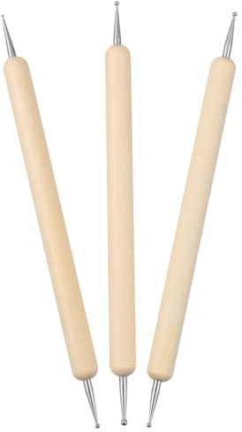 DOITOOL Set di 3 Strumenti per Scultura in Argilla Punta a Sfera | Tracciatura Motivi e Rilievo Legno e Acciaio Inox , Due Doppie Punte e Singola