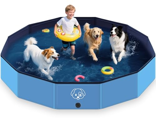 Lozzzyo Piscina per Cani Grandi e Piccole in PVC Antiscivolo, Piscina Cani Pieghevoli e Portatili & Facili da Pulire - Ideali per Piscine per Cani (160 * 30 cm)