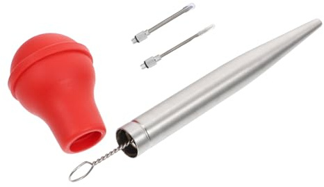 PHENOFICE 1 Set Turkey Baster with Seasoning Injector and Flexible Tube Stainless Steel Food Grade Silicone for Juicy Meat for Bbq Roasting and Flavor Enhancement