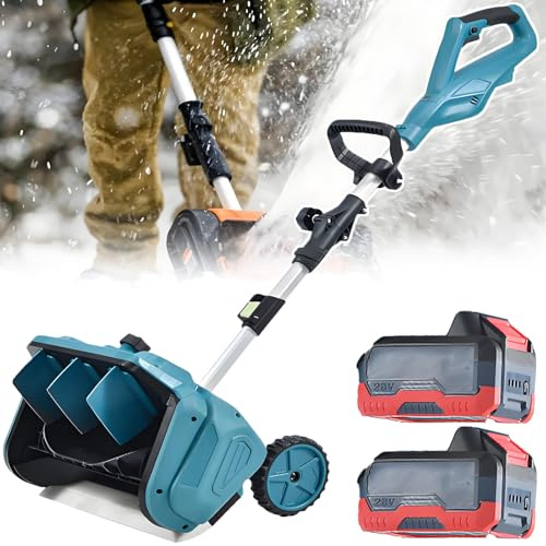 smafoseedding Pro Cordless Electric Snow Shovel - 1000w Brushless Snow Blower,45° Throwing Snow, Snow Sweeping Width 40.7cm, Depth 20cm, Retractable 110-130cm, No More Bending Over 2batteries