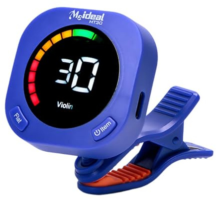 Fenteer Gitarrentuner, Tuner, Geschenk, Übungswerkzeug, Zubehör, wiederaufladbar über USB, schnelles und genaues Stimmen für Ukulele und Cello, Blau