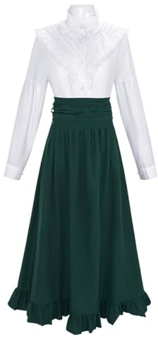 YOSUWOAI Vestido de mujer clásico de dos piezas vestido y blusa elegante traje medieval traje renacentista vestido de fiesta vintage victoriano