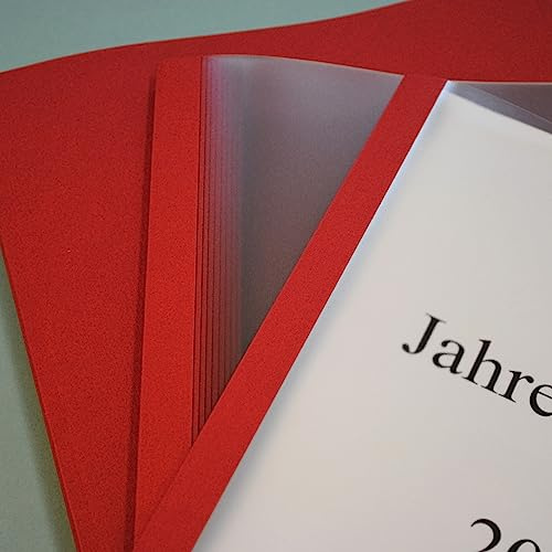 Thermobindemappen mit Leinenstruktur, Weinrot/transparent satiniert, 50 Stück Packung (1,5 mm = 1-10 Blatt)
