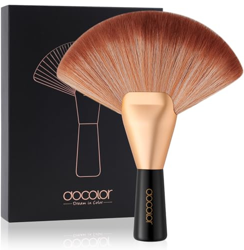 docolor Fan Brush Finishing Powder Brush Multi-use Brush For Face and body Professional Makeup Brush for Salon Use Perfect For Spray Tan Powder Highlighting Blush Powder Bronzer Contour