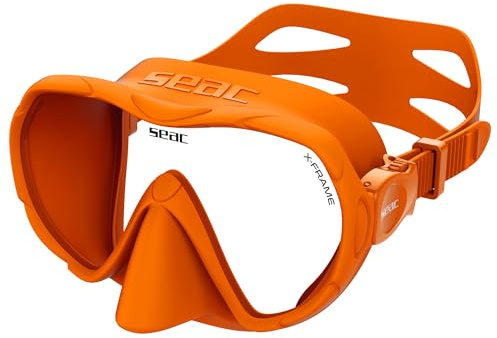 SEAC X-Frame – ramlös dykmask i silikon med enkel härdat glaslins | klar syn och stabilitet under vattnet, låg volym | För dykning och snorkling – tillverkad i Italien