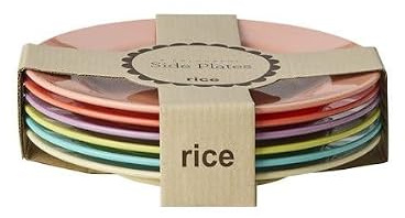RICE Lot de 6 assiettes en mélamine – Assiettes à dessert / à dessert Ø 20 cm – Multicolore – Empilables et légères – Vaisselle robuste pour extérieur/camping – max. 70 °C