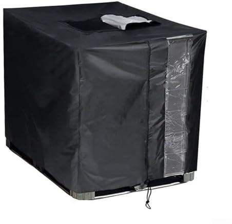 IBC Vattentank skyddskåpa 420D Oxford solskydd regn hink huva med transparent fönster för 300L 600L 800L 1000L tygväska silver (800L)