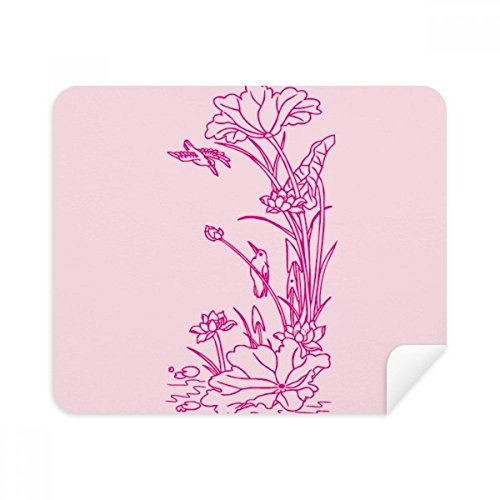 DIYthinker Lotus-Blatt-Lotus-Blumen-Vogel Wasserpflanze Telefon Bildschirmreiniger Gläser Reinigungstuch 2Pcs Suede Fabric