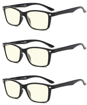 Suertree 90% Blaulichtfilter Lesebrille 3 Pack Sehhilfe Augenoptik Brille Lesehilfen für Damen Herren BM151T 1.5x