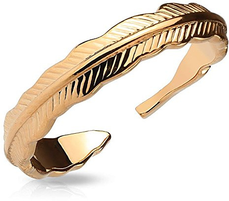 Bungsa Federn Zehenring Damen Gold/Silber/Rosegold (Zehring Fussschmuck Fussring Toe-Ring Nail Ring Nagelring biegbar verstellbar)
