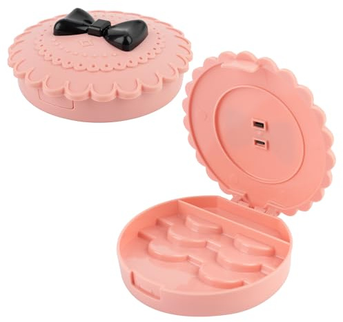 AUEAR, 2 Pack of Bow Eyelashes Case Plastic Pink Storage Box for Travel Women and Girls
