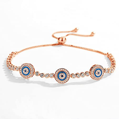 LOKILOKI 925 Sterling Silber Tennis Armbänder Cz Blau Runde Hamsa Evil Eye Armband Für Frauen Männer Armband