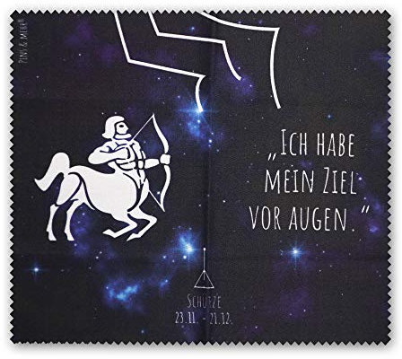 Brillenputztuch Sternzeichen SCHÜTZE (23.11.-21.12.)- Mikrofasertuch zur Reinigung von Brille, Smartphone, Tablet, Display, Kamera