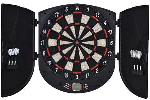 HOMCOM Bersaglio Freccette Elettronico per 8 Giocatori con 6 Freccette, Schermo LCD, 2 Porte e 26 Modalità di Gioco