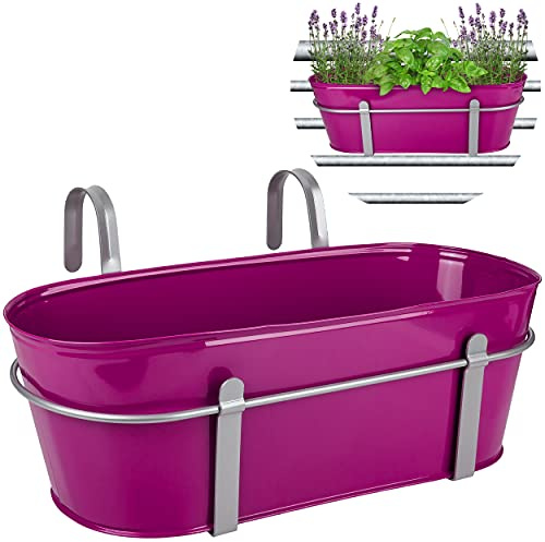 alles-meine.de GmbH Hänge - Topf/Blumentopf/Balkonkasten Farbwahl Ø 50 cm - mit Haken - Metall - pink/Purpur/violett/rosa - lila - oval - länglich - Hängend - Aufhä..