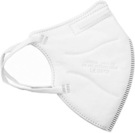 TBOC FFP2 Masken - [Pack 200 Einheiten] Einwegmasken [Weiß] Fünf Schichten [Nicht wiederverwendbar] Atmungsaktives Falten mit Nasenklemme