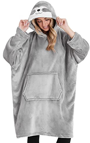 CityComfort Sudaderas Mujer con Capucha Bata Manta Forro Polar Mujer (Gris Perezoso, Talla única)