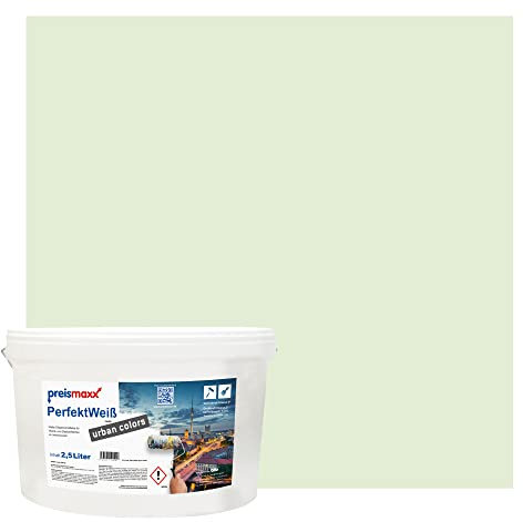 Preismaxx Perfektweiß urban colors, bunte Wandfarbe, grün, pastellgrün, pastel green 2,5L, Innenfarbe, hohe Deckkraft Klasse 2, matt