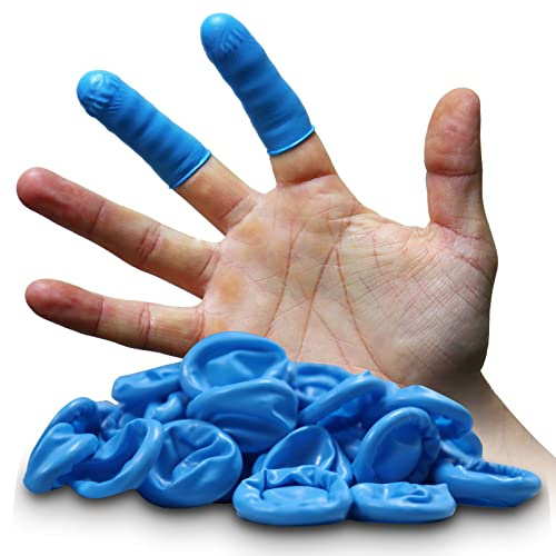 20pc RE-GEN Blue Catering Kitchen Rubber Nitrile Finger Dressing Protection Roll Cots | Ideal for First Aid, DIY, Nail Art, Arts & Crafts