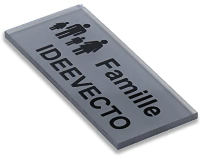 Plaque boite aux lettres Plexiglass ARGENT personnalisable Adhésive - Format FAMILIAL - dimension 80x35mm - épaisseur 3mm - 5 coloris - Résistant intempéries - Fabrication Atelier France