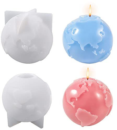2 Stück Kugel Kerzen Silikonform, DIY Kerzenherstellung Globusform Epoxidharz Casting Form Handgemachte Seifenkerzen Duftkerze Kuchenbacken DIY Kerzen, Wachs, Seife Säule, Duftkerzen