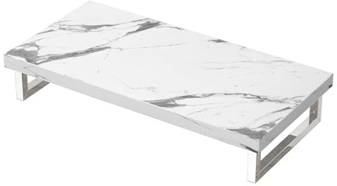 Mai & Mai Waschtischplatte Wandkonsole Waschbeckenauflage 50x100cm inkl. Edelstahlkonsolenträger Waschtischhalter Weißer Marmor Platte05
