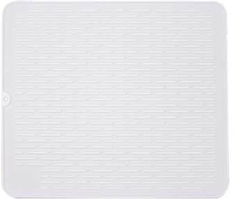 WXFLGH Abtropfmatte 40 x 30 cm, Umweltfreundliches, Hitzebeständiges, Rutschfestes Abtropfmatte Geschirr,Silikon Abtropfmatte für Teller, Tassen, Messer und Gabeln(weiß)