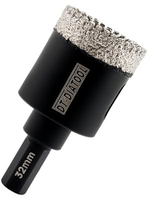 DT-DIATOOL Diamond Core Drill Bit 32mm, Diamond Hole Saw with Triangle Shank for Porcelain Tile Ceramic Tile Marble Granite