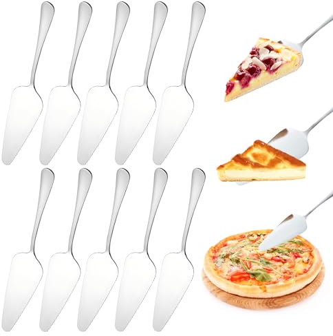 tlidfgeo 10 St Edelstahl Tortenheber Set Edelstahl Tortenschaufel Kuchenheber Tortenmesser Kuchenheber mit Feinem Wellenschliff Profi Tortenschaufel für Küchen Restaurants, Käse, Pizza
