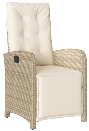 vidaXL Gartensessel mit Fußteil Verstellbar Beige Poly Rattan