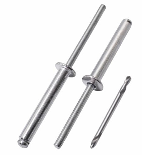 SKIR'CO (80 Stück) Aluminium Blindnieten 4,8 x 30 mm, Stahldorn, Popnieten, Kuppelkopf, DIN 7337 Nieten, Bohrer inklusive