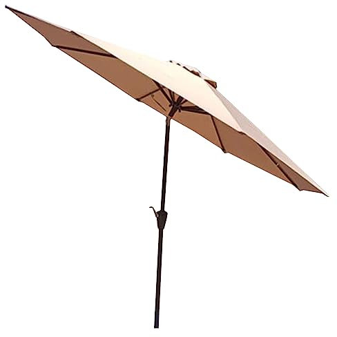 WYRMB Parasol de jardin à long manche, tête secouable, colonne en fer, avec base de réservoir, 9 pieds, 8 nervures, manivelle ouverte, base remplissable