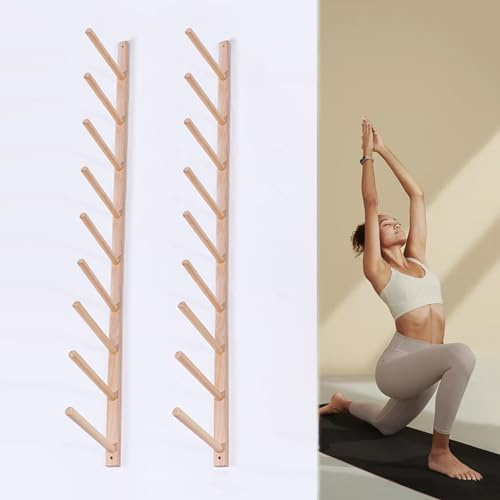 Yogamatta Hållare Trä Yogamatta Hållare Väggfäste Vertikalt, 2-9 Lager Pilatesmattor för Yogastudio Hemmagym, Yogamattor Displayställ, Förvaring av Utrustning (Size : 9 layer 158cm (62 1/4))
