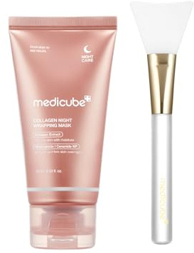 medicube Collagen Overnight Wrapping Mask & Jelly Brush: Collagen Night Wrapping Peel Off Facial Mask with Jelly Brush | Korean Skincare, Skincare Sets, Gifts for Women, Mother's Day