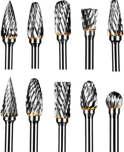 Tungsten Carbide Steel Double Cut Burrs Set for Rotary Tool with 3mm Shank 6mm Grinding Head Length Tungsten Steel for Grinder, DIY Wood-Working Carving, Soft Metal Polishing, Engraving, Drilling
