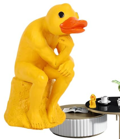 Statue De Canard Drôle Jaune - Statues De Jardin Extérieur, Statue De Canard Pensant, Statue De Sculpture en Résine, Statues De Jardin Extérieur, Statue De Canards Mignons, Décor D’Art Artisanal Yart