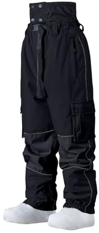 Mrat Unisex-Skihose, Snowboardhose, winddicht, verdickt, Winter-Outdoor-Skihose, winddicht, warm, Schnee-Lätzchen, isoliert, Overall, Skihose, Sportbekleidung, gepolsterte Hose mit Taschen,