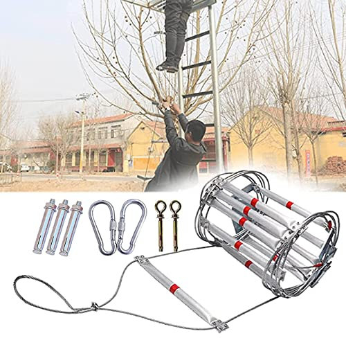 Emergency Fire Escape Ladder, 2-8 Story Portable Safety Reusable Ladder for Adults & Kids with Anti-Slip Rungs and Wide Steps for and Balcony,98FT/30M
