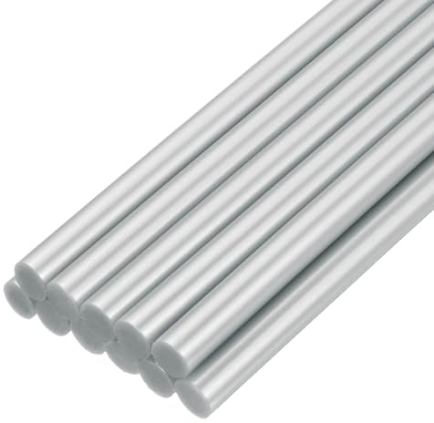 QUARKZMAN 12 Stück Heißklebestifte 11mm x 200mm Heißklebesticks Bunt Heißklebepistole Sticks Heißkleber Klebestifte Klebstoff für DIY Kunsthandwerk Abdichtung Metallic-Silber