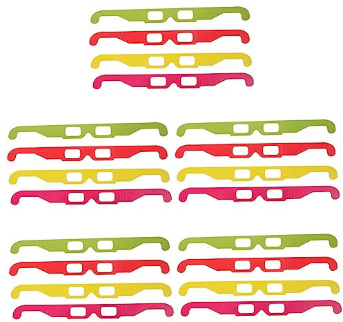 HOMSFOU 3d Cardboard Glasses 20pcs Flat Anaglyph 3d Glasses Set Red Yellow Green and Frames Suitable for Entertainment and Gaming