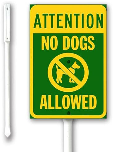 Geroclonup Letrero de metal con estaca para valla, puerta delantera, césped, jardines y negocios al aire libre, 11,5 x 15 cm, diseño retro divertido