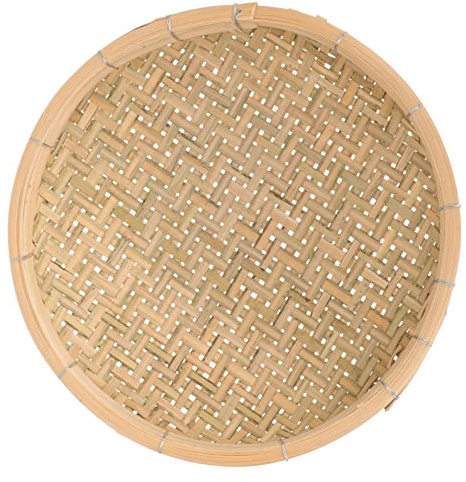 Happyyami Bamboo Weaving Sieves Set of 2 9.45 in Round Basket for Fruit Snacks Rice Sifting and Drying Household Storage for Kitchen Home and Restaurant