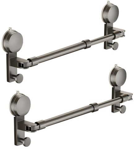 Ausziehbare Handtuchstange mit 2 Saugnapf, Ohne Bohren,Leicht zu Entfernen Position, Gäste Handtuchhalter Wandhalter für Badezimmer/Küche (2Pcs (50cm~90cm))