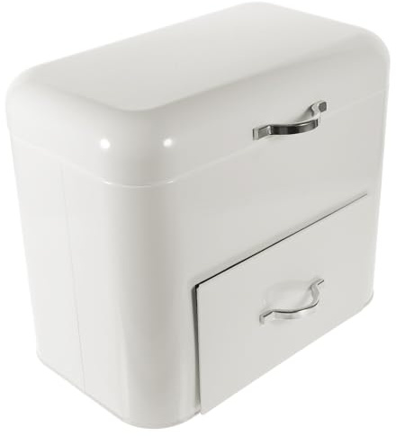 JECOMPRIS White Iron Desktop Bread Bin with Spacious Capacity and Stain-preventing Design, Kitchen Bread Container Food Holder for Coffee Shops and Bakeries