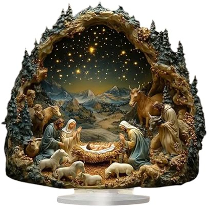 Decorazioni con palline di Natale | Decorazione bidimensionale per la nascita di Gesù con base, Decorazione per feste religiose per donne uomini Scaffale da scrivania Davanzale da tavolo