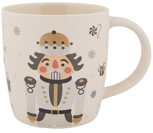sarcia.eu TASSE DE NOËL porcelaine, motif festif - casse-noisette - EMBALLÉ DANS UNE BOÎTE CADEAU, Crème 365 ml (C)